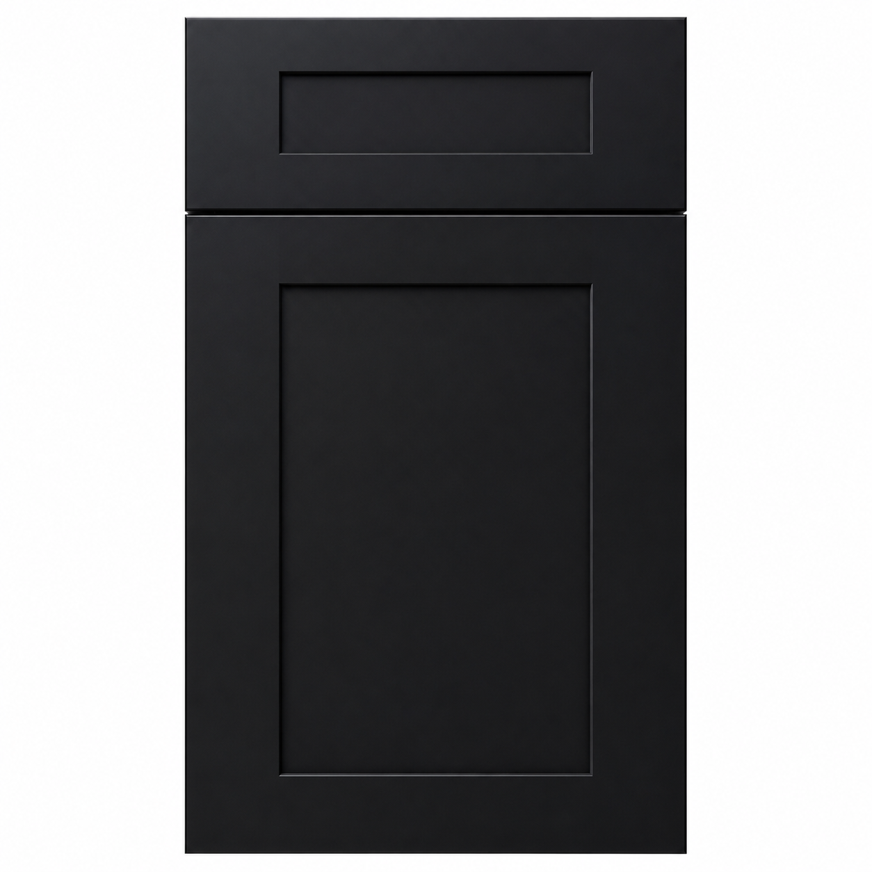 Black cabinet door with a rectangular cutout on a white background ( USA Cabinets Outlet )