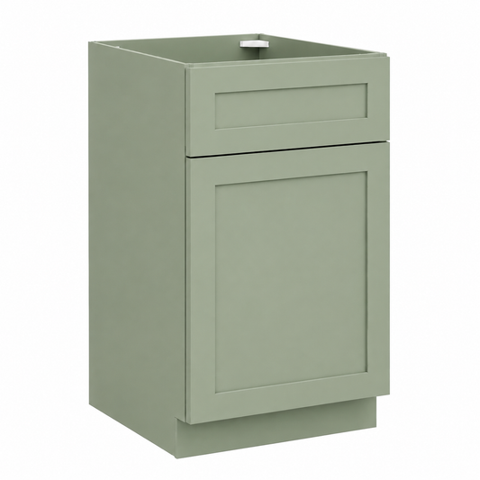 Jade Green Shaker 24"D  Base Cabinet Single Door One Drawer