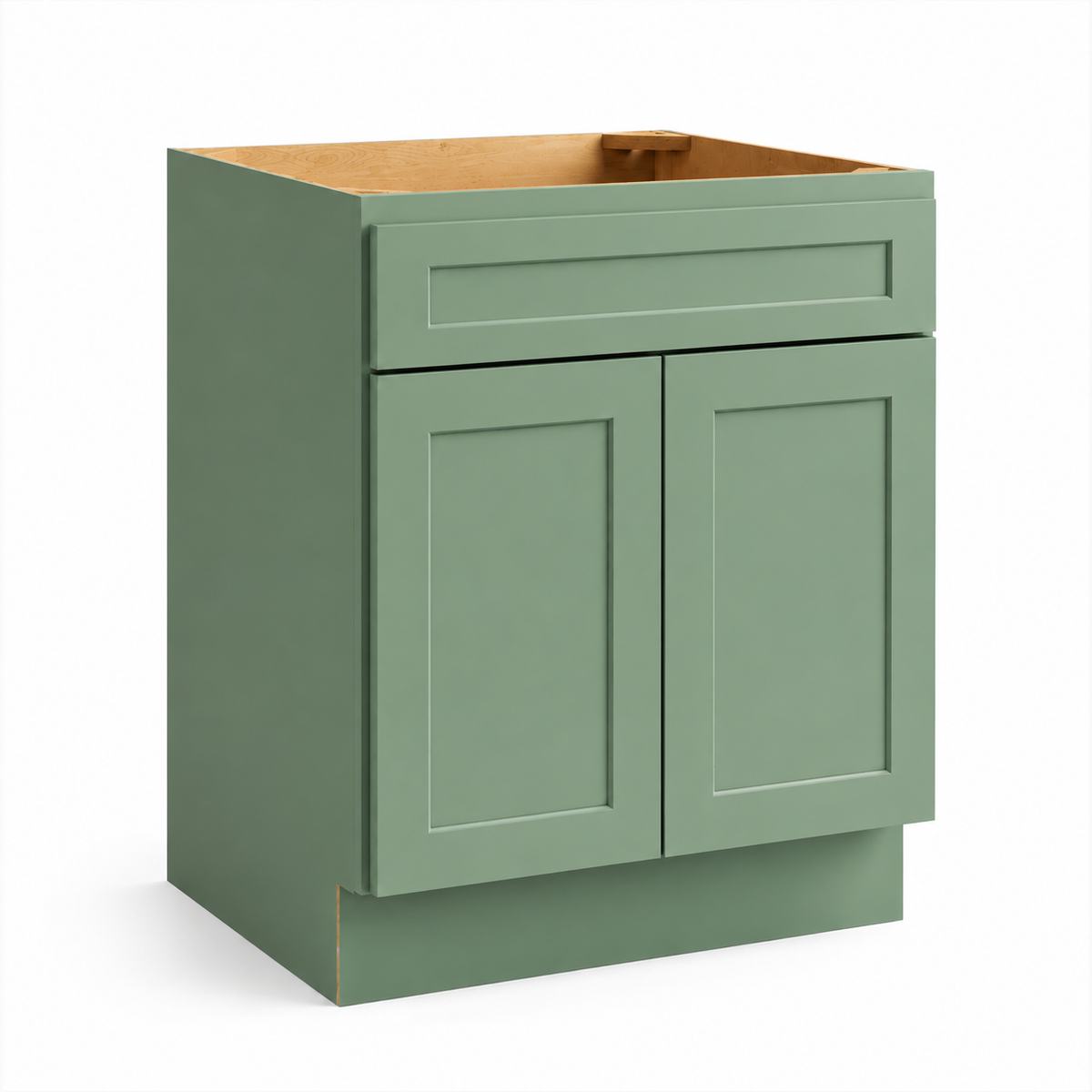 Jade Green Shaker Sink Base Cabinet – 2 Doors &  1 False Drawer