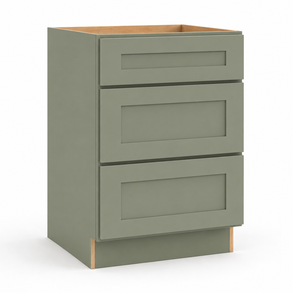 Jade Green Shaker Three Drawer Base Cabinet