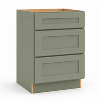 Jade Green Shaker Three Drawer Base Cabinet