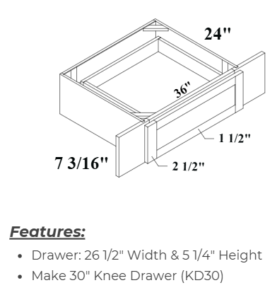 Knee_Drawer_2D USACabinetsOutlet