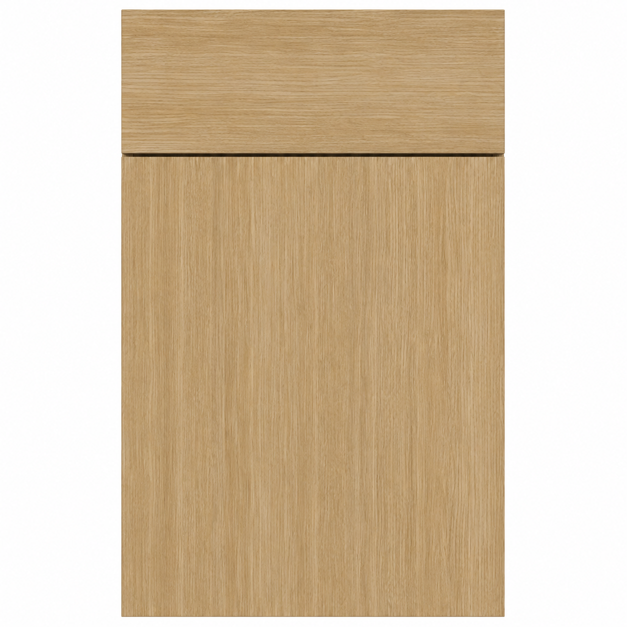 Wooden cabinet door with a light brown finish on a white background ( USA Cabinets Outlet )