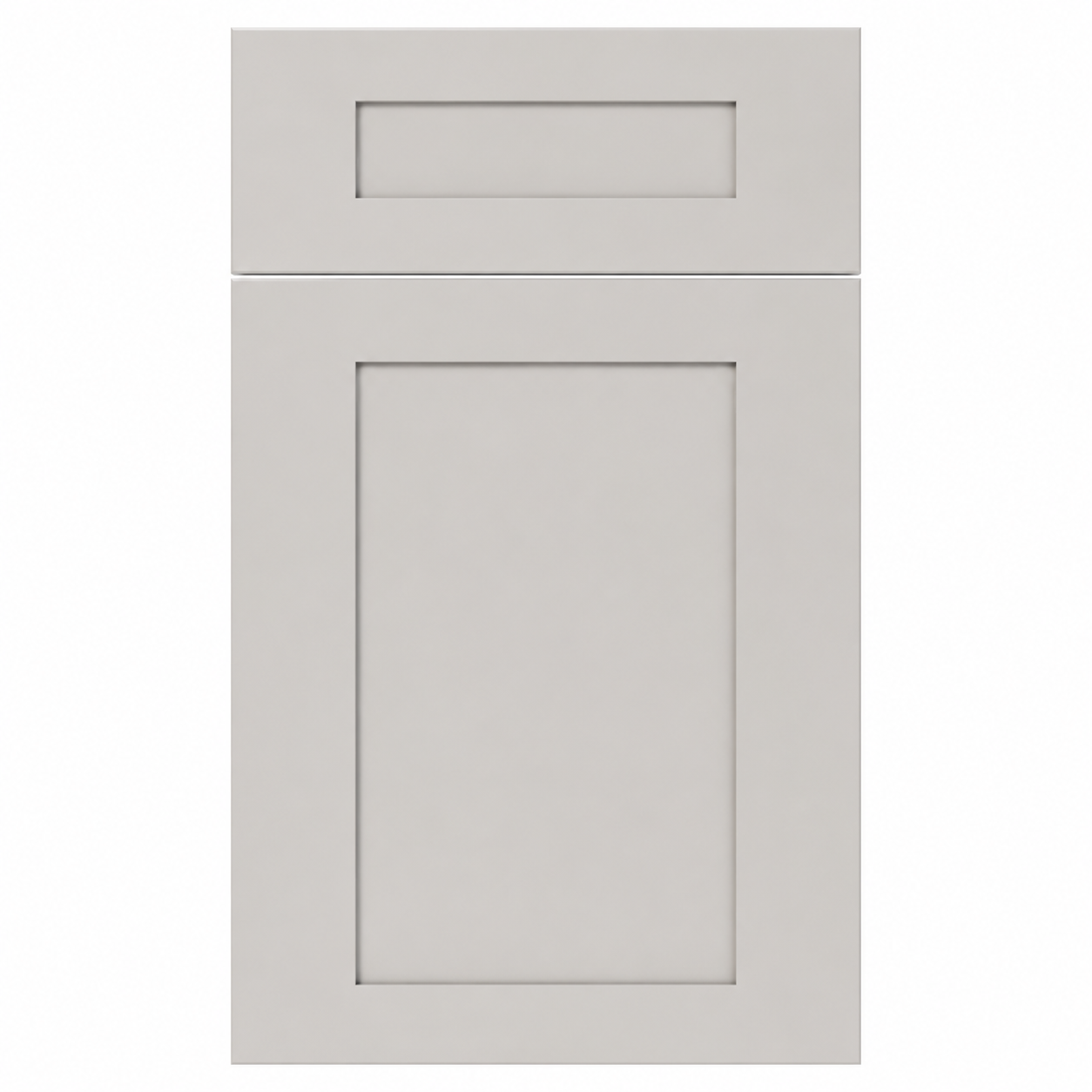 Gray cabinet door with a rectangular design on a white background ( USA Cabinets Outlet )
