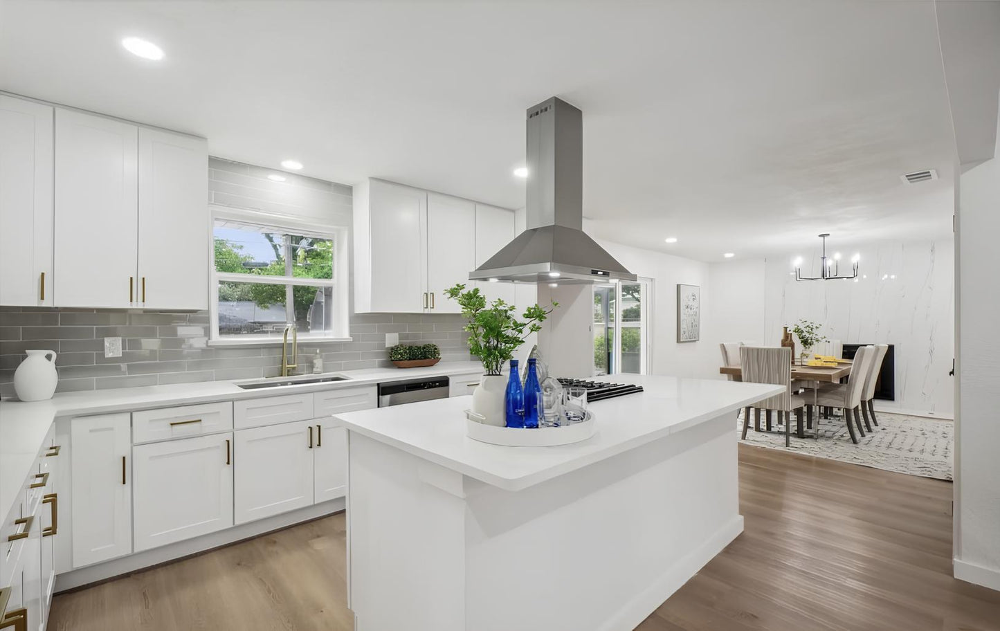 Modern kitchen with shaker white tray cabinets at USA Cabinets Outlet