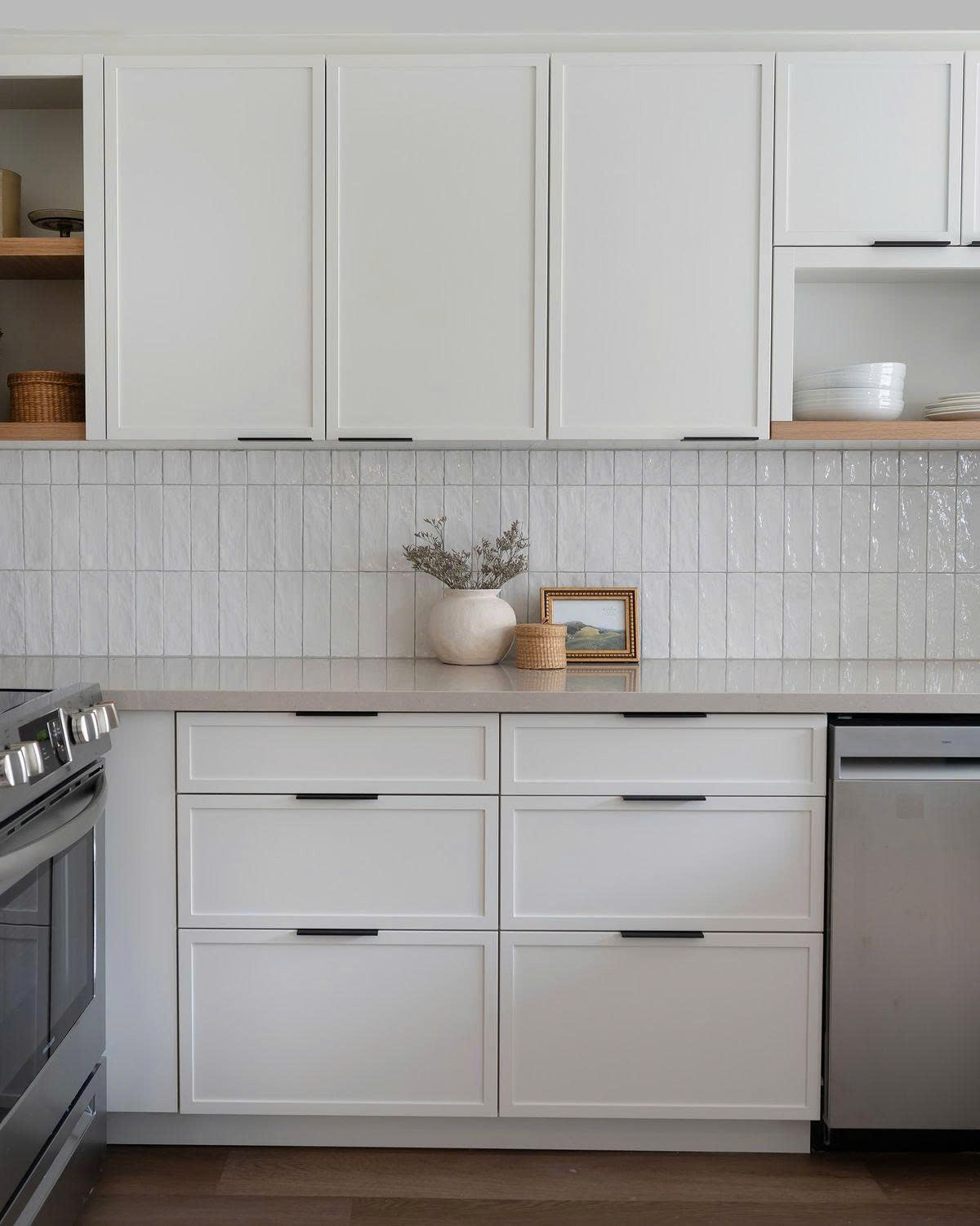 Modern kitchen with white cabinets at USA Cabinets Outlet.