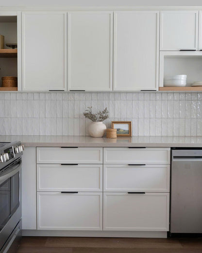 Modern kitchen with white cabinets at USA Cabinets Outlet.