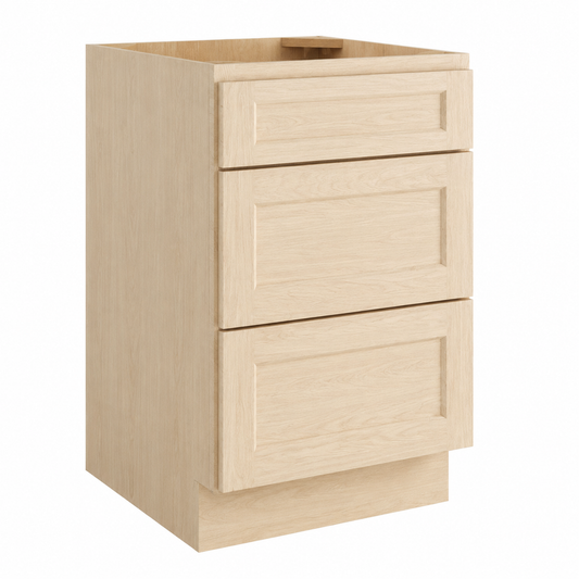 Unfinished Shaker Three Drawers Base Cabinet