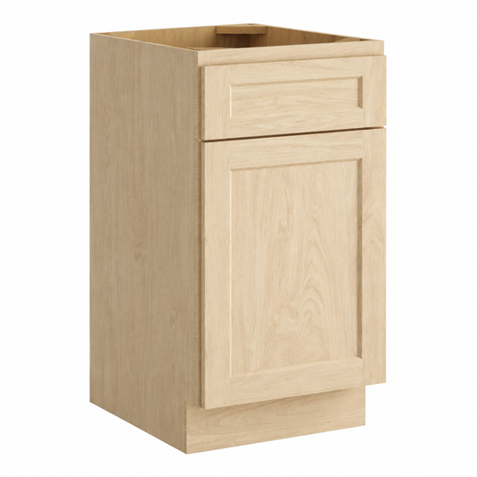 Unfinished Shaker 24"D  Base Cabinet Single Door One Drawer