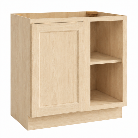 Unfinished Shaker Blind Corner Base Cabinet (L/R interchangeable)