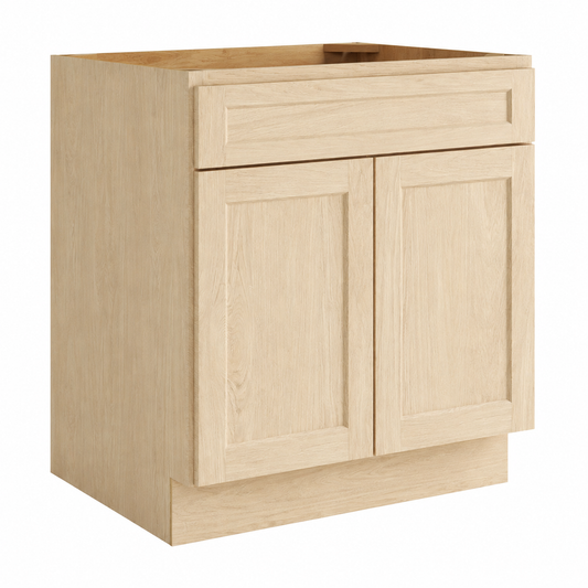 Unfinished Shaker Sink Base Cabinet – 2 Doors &  2 False Drawer