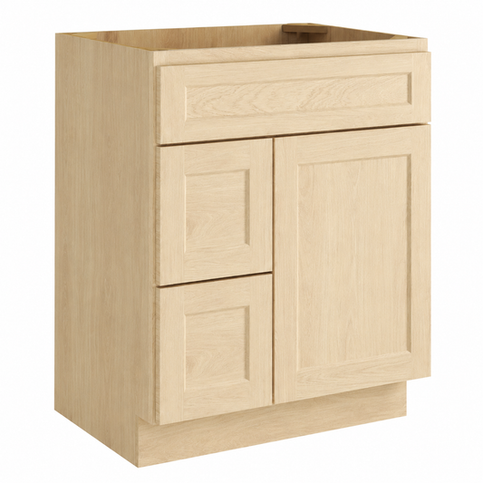 Unfinished Shaker Vanity Combo Cabinet with 2 Left  Drawers