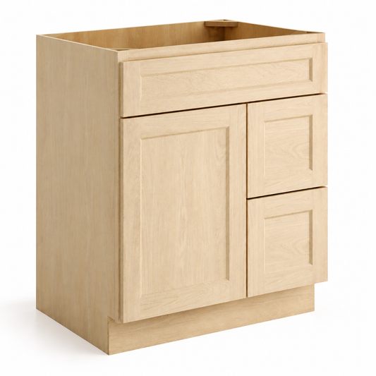 Unfinished Shaker Vanity Combo Cabinet with 2 Right Drawers