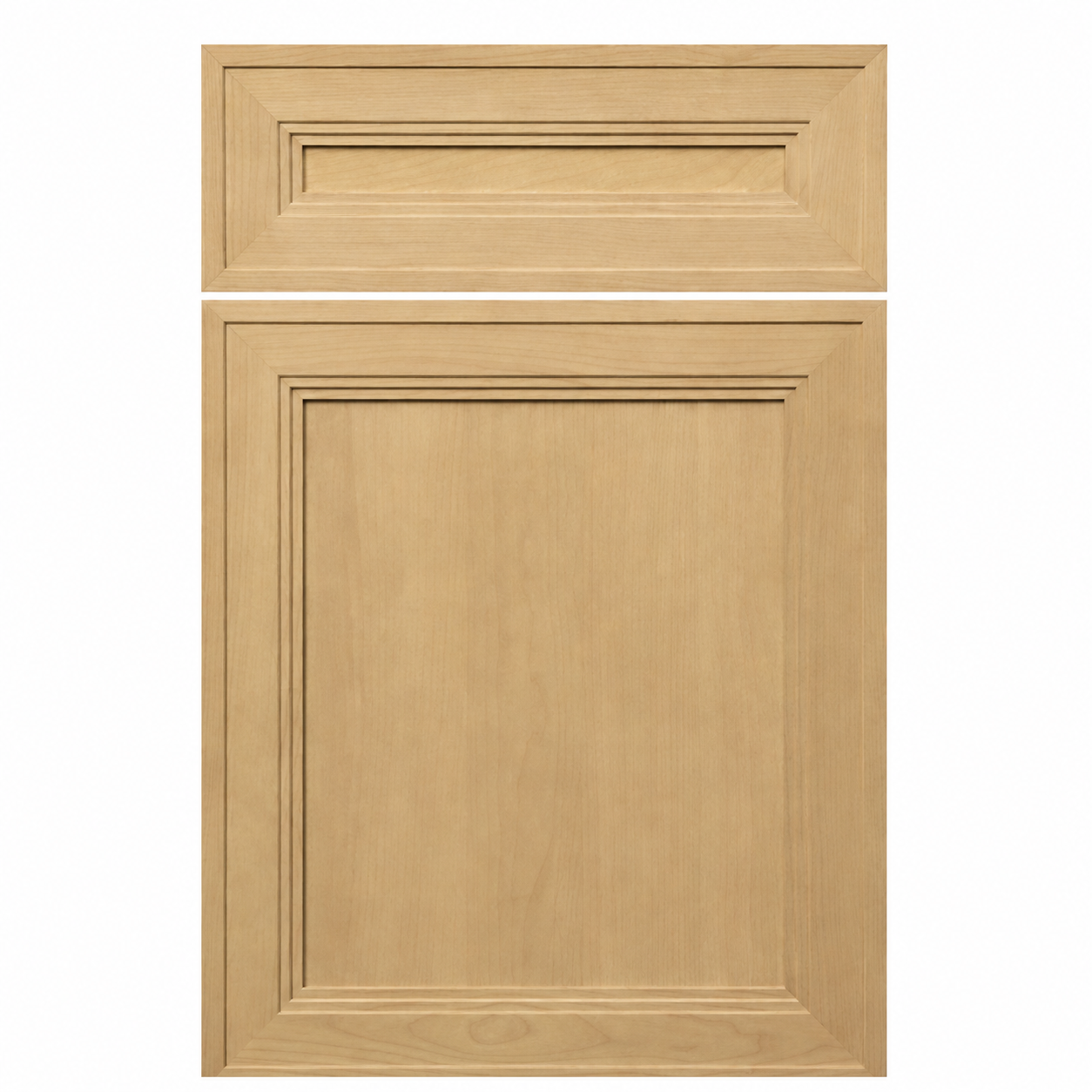 Wooden cabinet door with a decorative panel on a white background |USA Cabinets Outlet |