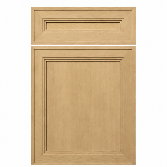 Wooden cabinet door with a decorative panel on a white background |USA Cabinets Outlet |