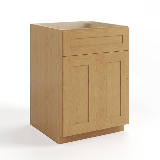 English Toffee Shaker Sink Base Cabinet – 2 Doors &  1 False Drawer