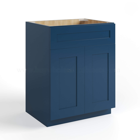 Navy Blue Shaker Sink Base Cabinet – 2 Doors &  1 False Drawer