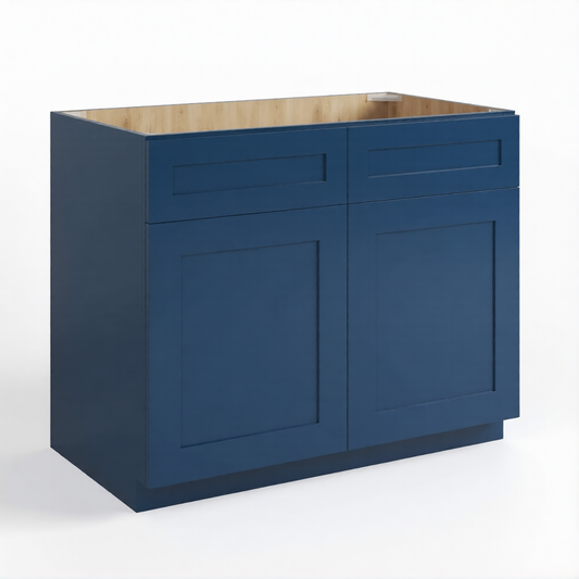 Shaker Navy Blue 24"D  Base Cabinet with 2 Doors & 2 Drawers