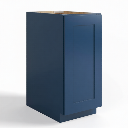 Blue cabinet base on a white background at USA Cabinets Outlet