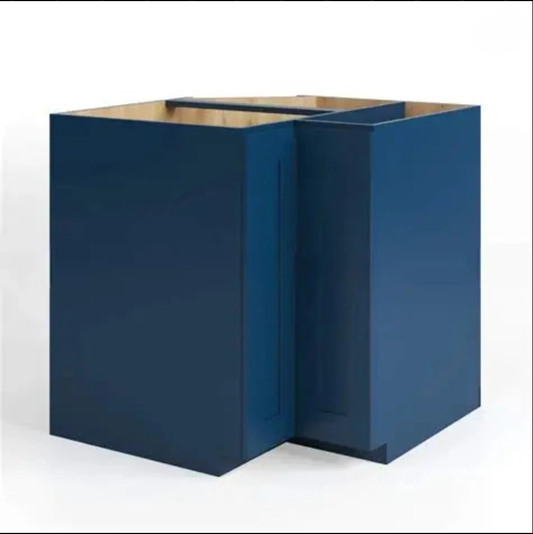 Blue metal corner bracket on a white background| USA Cabinets Outlet|