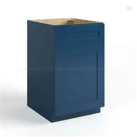 Blue cabinet base with a drawer on a white background ( USA Cabinets Outlet )