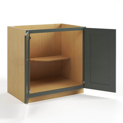 Green Shaker Base Cabinet Double Doors Full Height