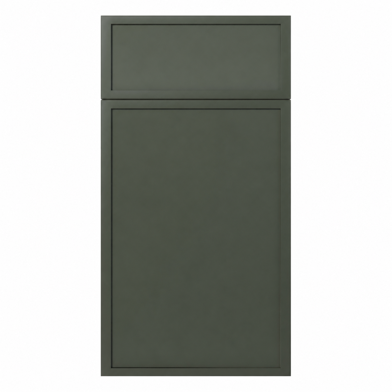 Green cabinet door on a white background ( USA Cabinets Outlet )