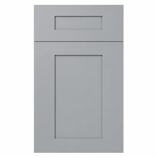 Gray cabinet door with a rectangular handle on a white background |USA Cabinets Outlet |