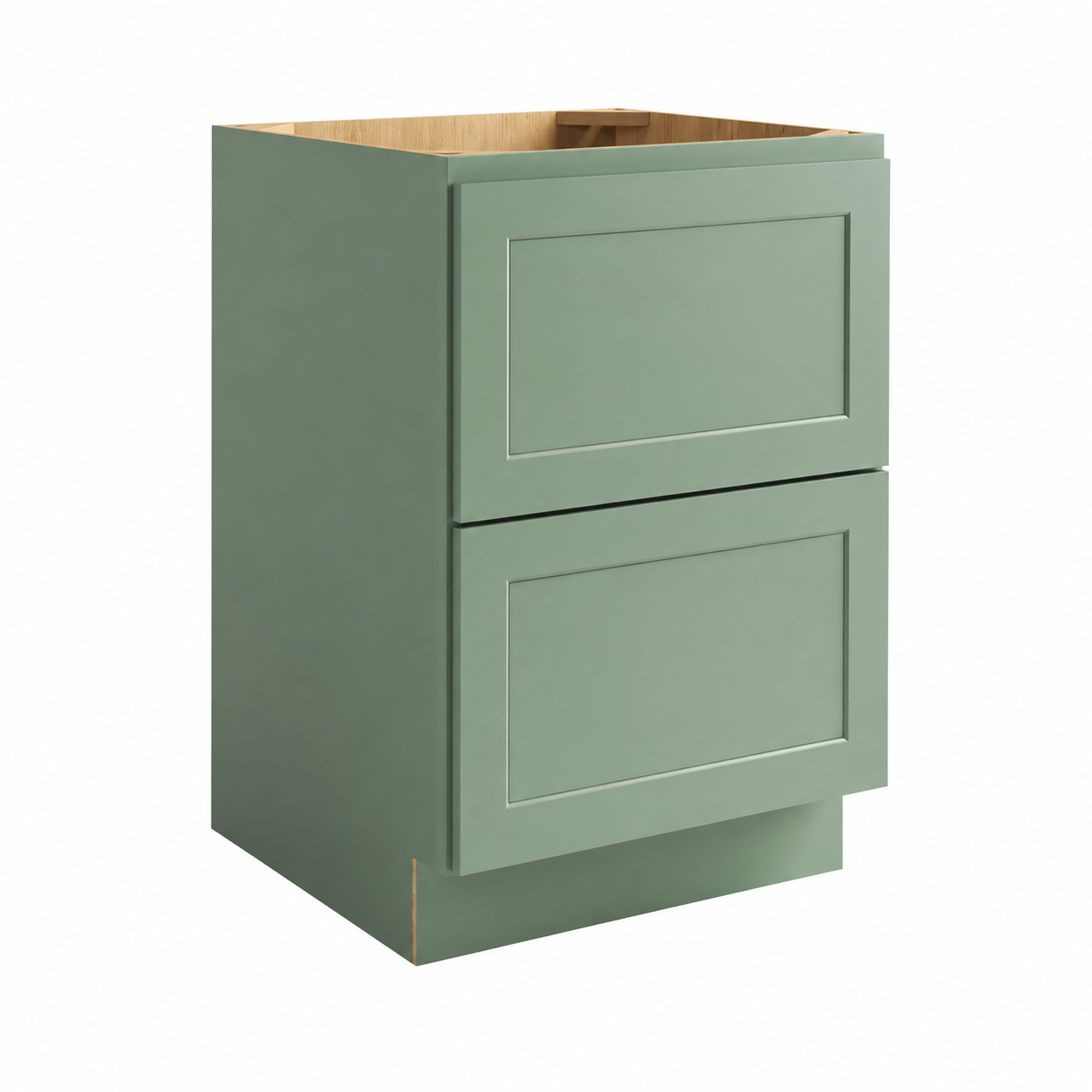 Jade Green Shaker 2 Drawer Base Cabinet
