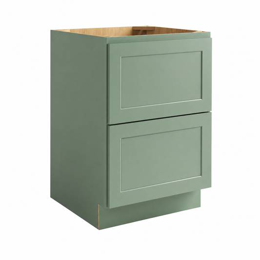 Jade Green Shaker 2 Drawer Base Cabinet