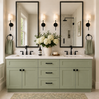 Jade Green Shaker 48"W Vanity Combo Cabinet