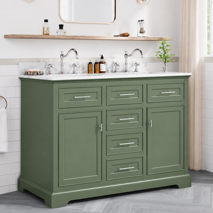 Jade Green Shaker 48"W Vanity Combo Cabinet