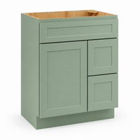 Jade Green Shaker Vanity Combo Cabinet with 2 Right Drawers