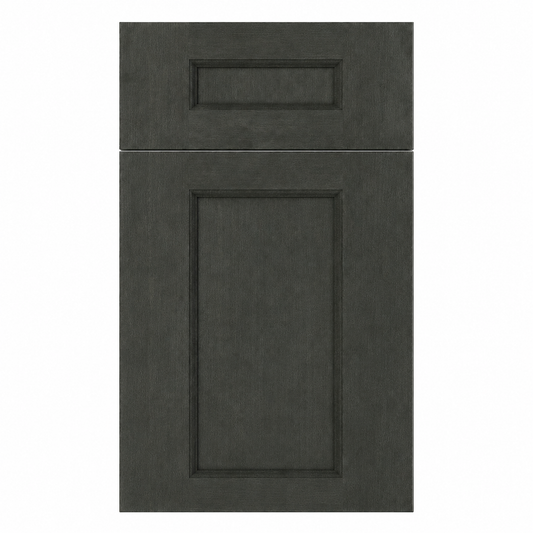 Dark gray cabinet door with a rectangular recessed panel on a white background|USA Cabinets Outlet |
