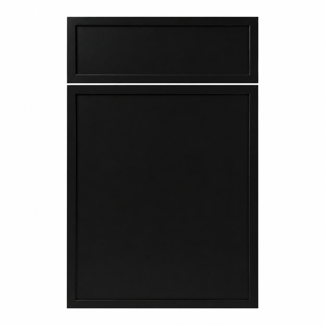 Black cabinet door with a rectangular handle on a white background |USA Cabinets Outlet 