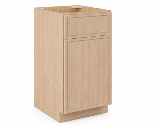 Slim Natural Oak Shaker 18"W Trash Base Cabinet
