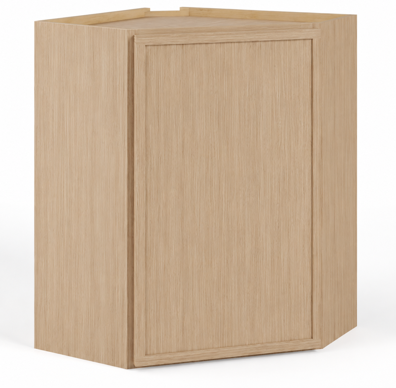 Slim Natural Oak Shaker Wall Diagonal Corner Cabinet – 24"W × 12"D