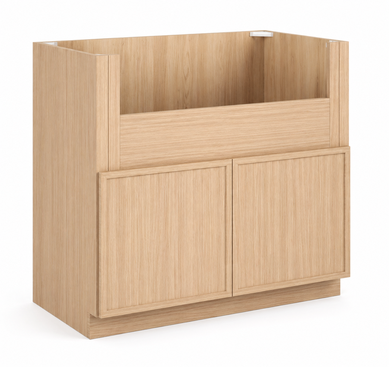 Slim Natural Oak Shaker Farmhouse Sink Base Cabinet – 2 Doors