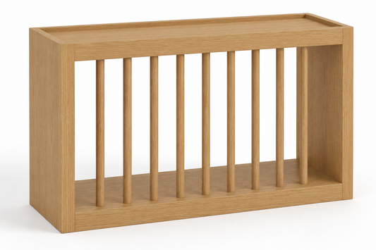 Slim Natural Oak Shaker Wall Plate Rack Cabinet - 30"W x 15"H x 12"D