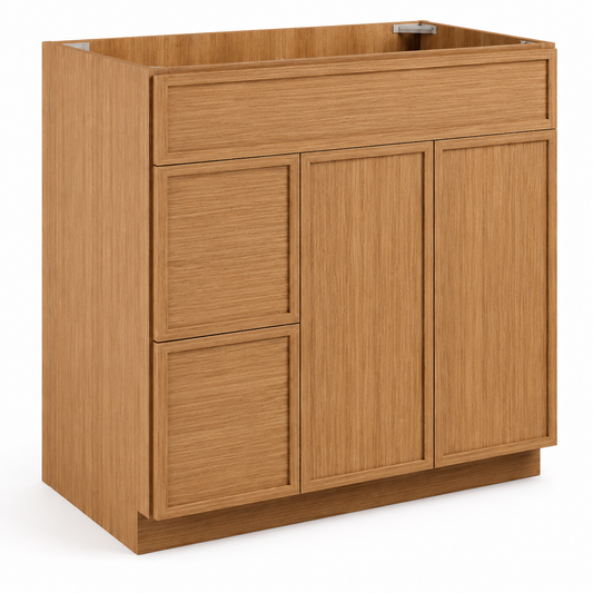Slim Natural Oak Shaker Vanity Combo Cabinet with 2 Left Drawers