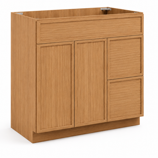 Wooden cabinet with doors and drawers on a white background|USA Cabinets Outlet |