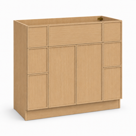 Wooden cabinet with multiple doors on a white background|USA Cabinets Outlet |