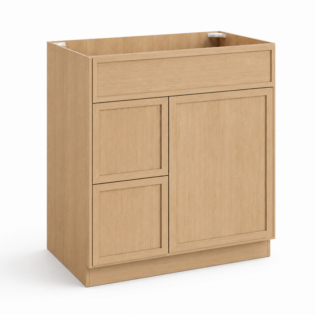Slim Natural Oak Shaker Vanity Combo Cabinet with 2 Left Drawers