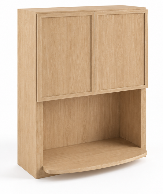 Slim Natural Oak Shaker Microwave Wall Cabinet