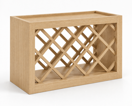 Slim Natural Oak Shaker Wall Wine Rack Cabinet - 36"W x 18"H x 12"D