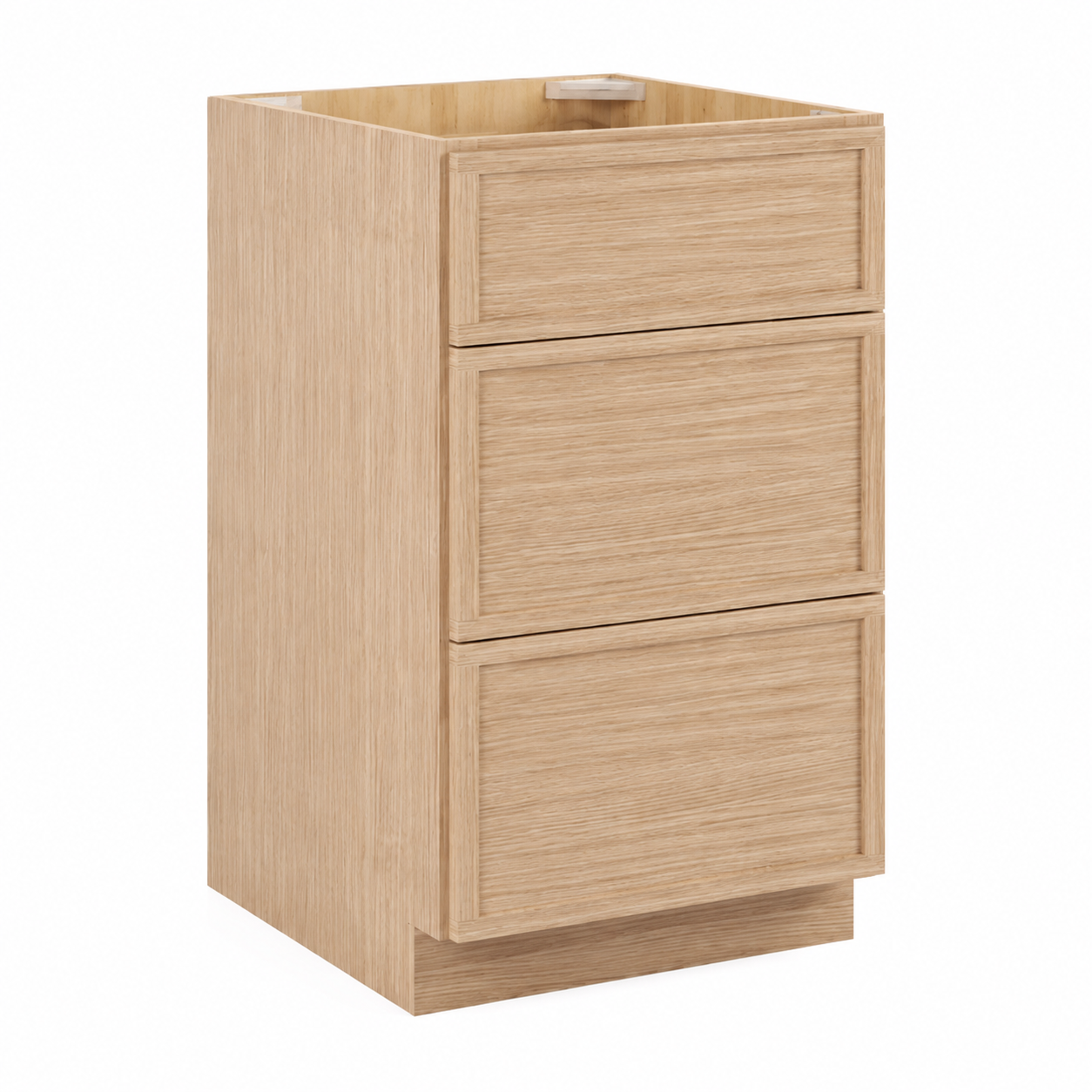 Slim Shaker Oak Vanity Three Drawer Base Cabinet