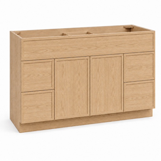 Slim Shaker Oak 60"W Single Sink Vanity Drawer Base Cabinet