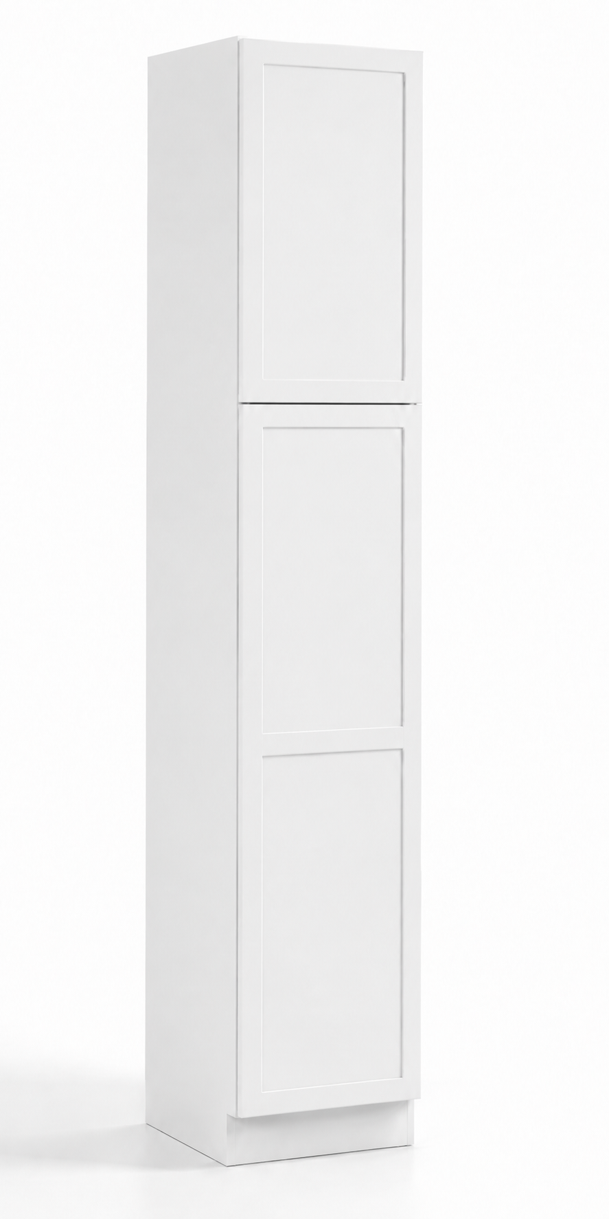 Slim White Shaker 18”W x 27"D Pantry Cabinet – 2 Doors (Upper & Lower)
