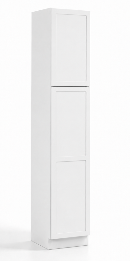 Slim White Shaker 18”W x 27"D Pantry Cabinet – 2 Doors (Upper & Lower)