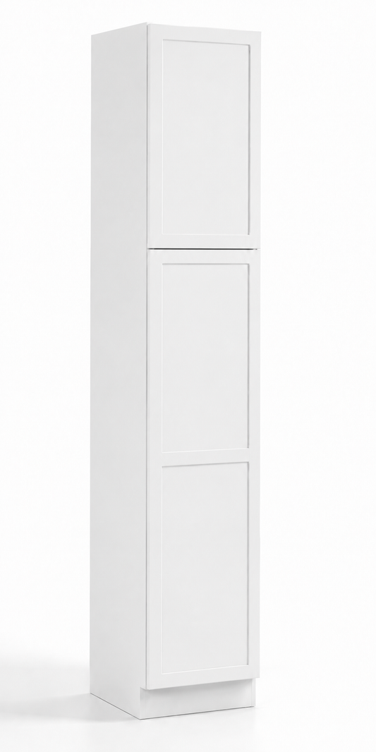 Slim White Shaker 18”W x 27"D Pantry Cabinet – 2 Doors (Upper & Lower)